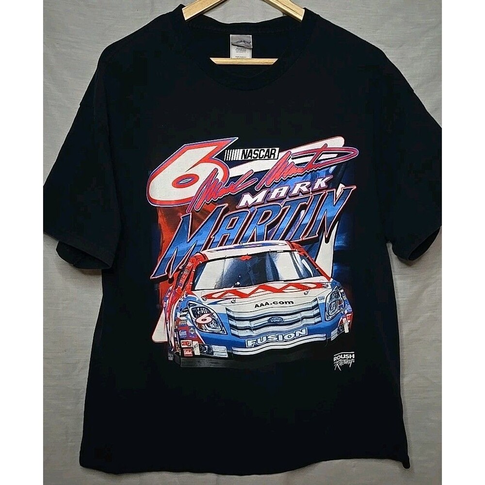 NASCAR Mark Martin #6 Tennessee River T-Shirt, Sz XL, Double Sided, Blue, Roush